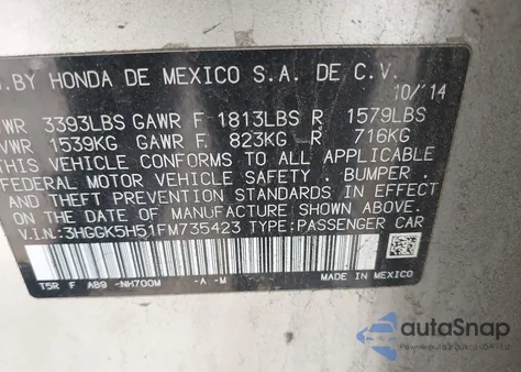 2015 Honda Fit Lx from USA, damaged, VIN 3HGGK5H51FM735423